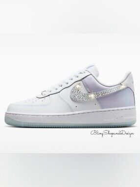 New Women's Bling Nike Air Force 1 07 Shoes Customized with Swarovski Crystals